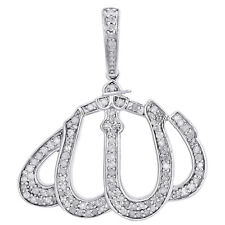 Diamond Allah Arabic Islamic Pendant Sterling Silver 1.40" Dome Pendant 7/8 CT.