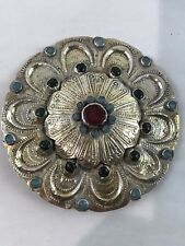 Antique Turkmen Yomut Button Silver Pendant Islamic Turkmenistan Brooch