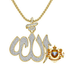Real Diamonds Unisex Allah God Muslim Islamic Arabic Pendant Charm Gold Finish