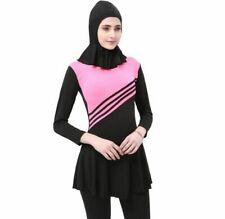 Women Modest Muslim Swimsuit Hot Pink/Black