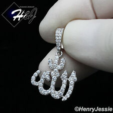 MEN WOMEN 925 STERLING SILVER ICY DIAMOND SILVER MUSLIM ALLAH PENDANT*SP309