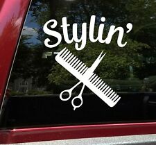 Stylin' Vinyl Decal - Salon Hair Stylist Dresser Scissors Comb - Die Cut Sticker