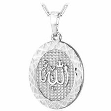 Men's Stainless Steel Round Muslim Islam Allah Pendant Necklace w/ Chain