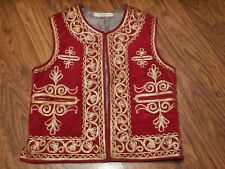 VINTAGE VELVET ISLAMIC VEST red & gold soutache Ottoman Pakistan Turkish Top 4E