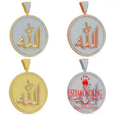 Real Silver Allah God Muslim Charm Islamic Arabic Pendant Medallion Big 2.65''