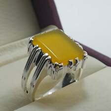 Zard Aqeeq Ring Yellow Agate Ring For Men Yemeni Zard Aqeeq Ring Men 925