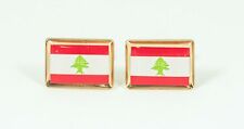 Lebanon Flag Cufflinks--Lebanese Islamic Muslim Middle Eastern Beirut Arabic