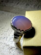 Authentic Yemeni Agate Purple Saffron Aqeeq Sterling Silver Ring 11 US 