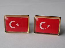 Turkey Flag Cufflinks--Turkish Islamic Muslim Middle Eastern Turk Istanbul