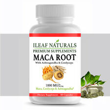 iLeafNaturals Maca Root Energy Capsules with Ashwagandha & Cordyceps 1000MG 